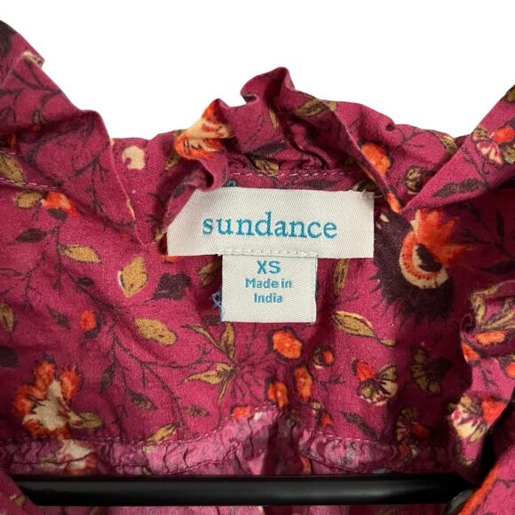 Sundance Dorthea Bloom Top Ruffle Puff Sleeve Button Down Floral Blouse XS - Picture 4 of 11